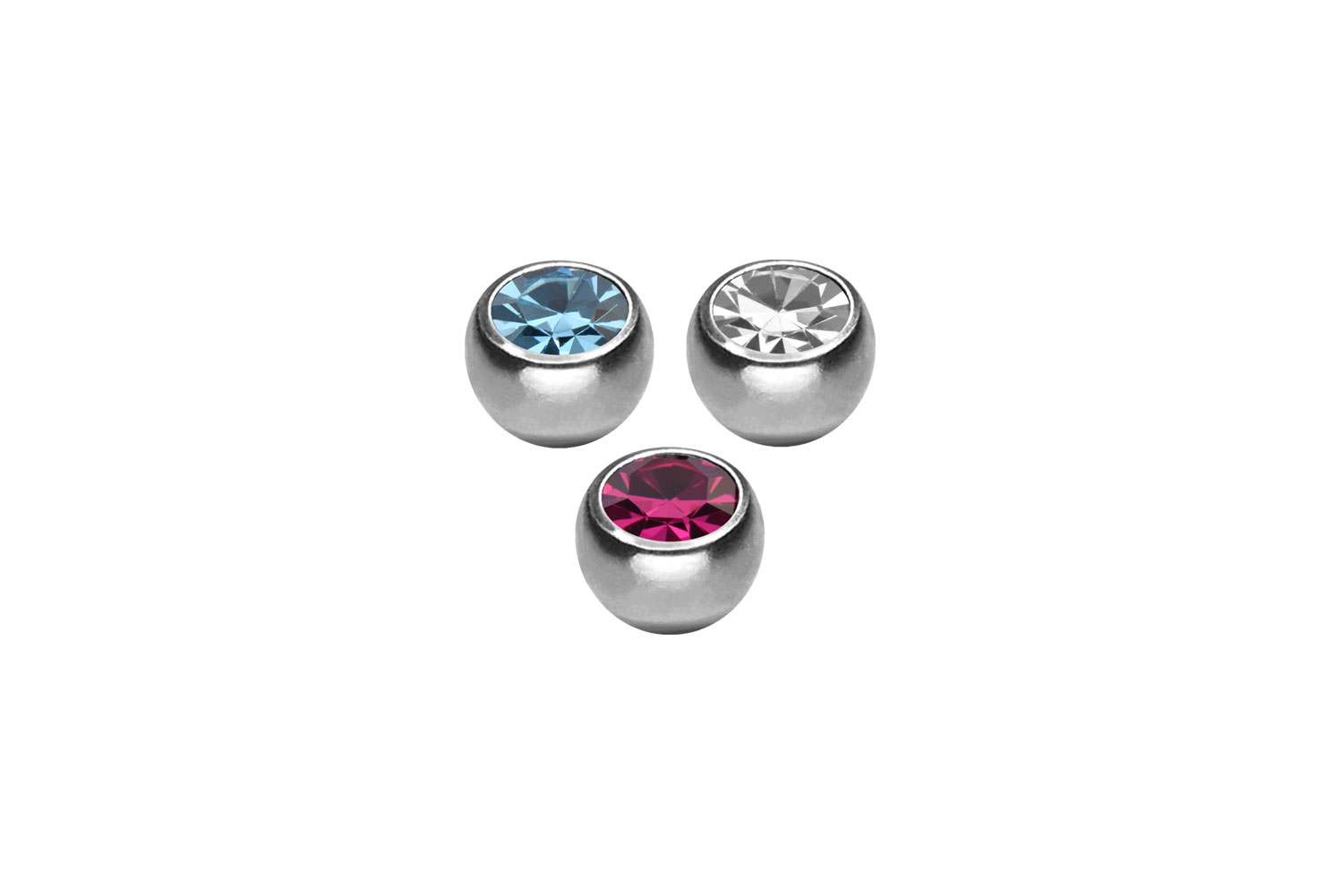 SET Chirurgenstahl Schraubkugel KRISTALL von Piercingline